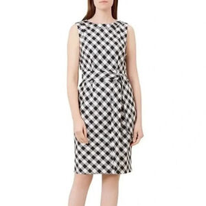 Hobbs London Amalfi Dress Black & White Gingham Linen Blend 4